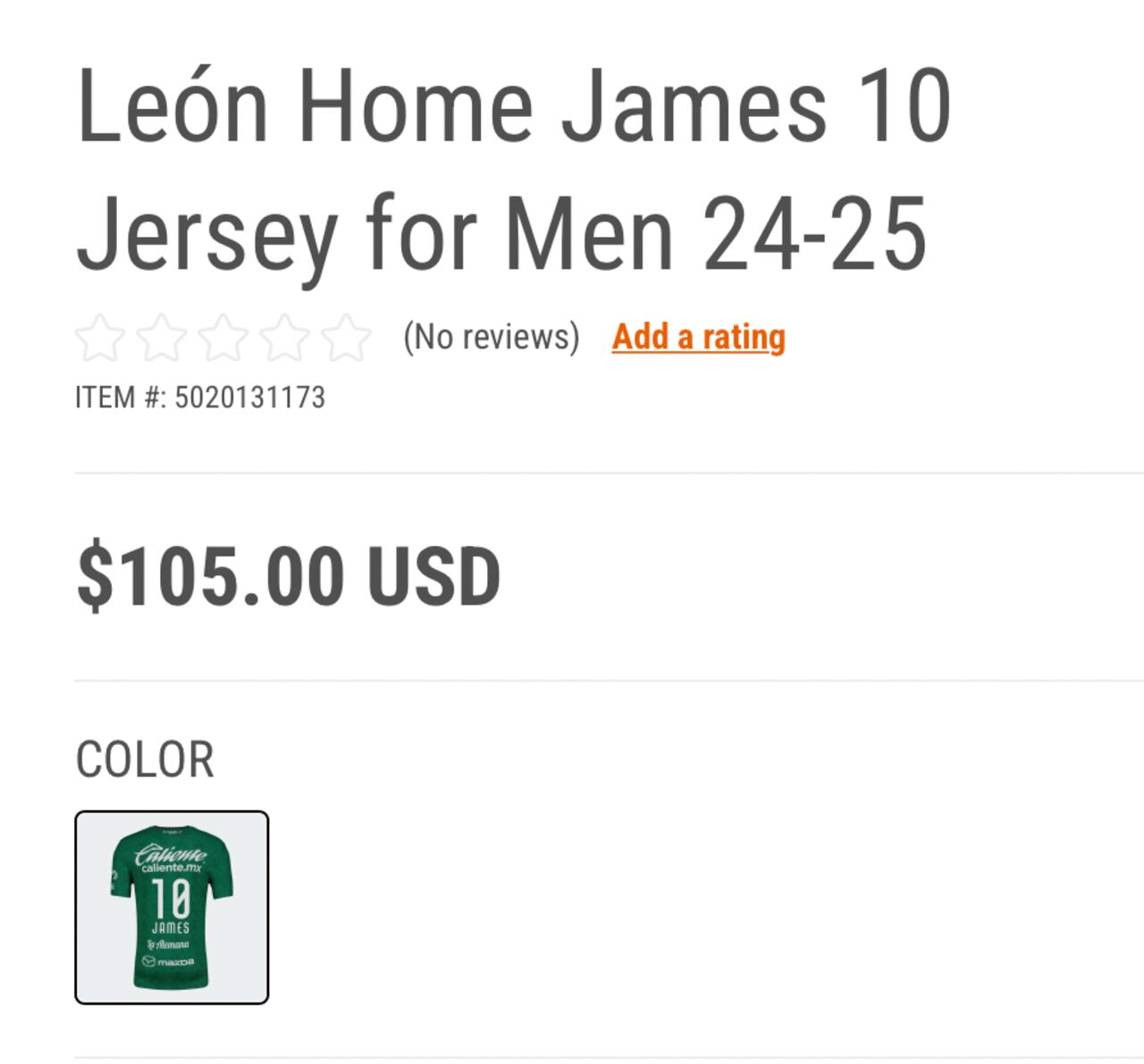 Este es el valor de la prenda deportiva en la página oficial.