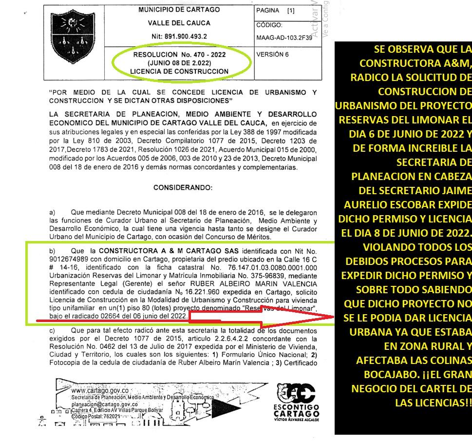 Denuncian un cartel de licencias urbanísticas en Cartago.