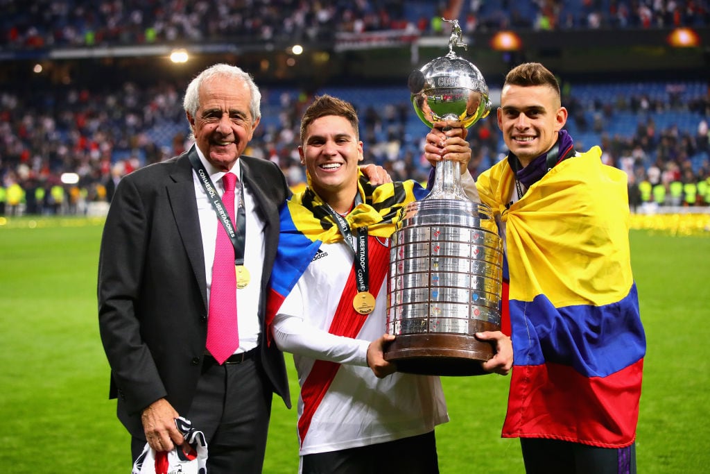 Juanfer Quintero y Rafael Santos Borré, campeones de Copa Libertadores en 2018