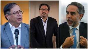 Presidente de Colombia Gustavo Petro, Vicepresidente de Colombia Francisco Santos y embajador de Colombia en Venezuela Armando Benedetti.