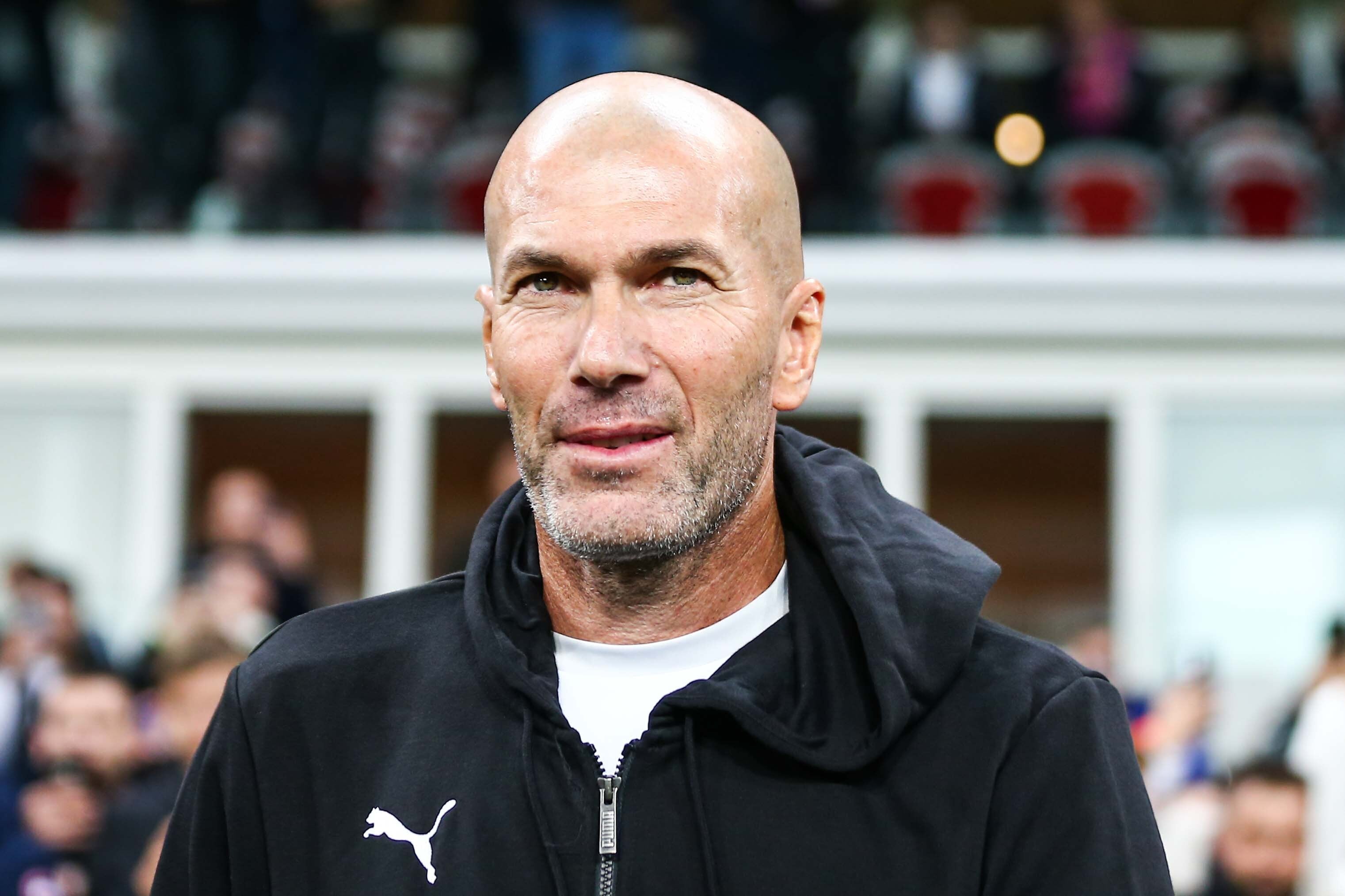 LENS, FRANCE - OCTOBER 31: Zinedine Zidane is seen during the legends match against the legends of RC Lens at Stade Bollaert-Delelis in Lens, France on October 31, 2023. (Photo by Ibrahim Ezzat/Anadolu via Getty Images)