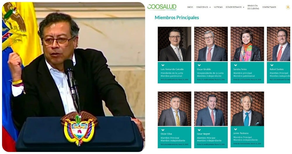 Presidente Gustavo Petro y la junta directiva de Coosalud.