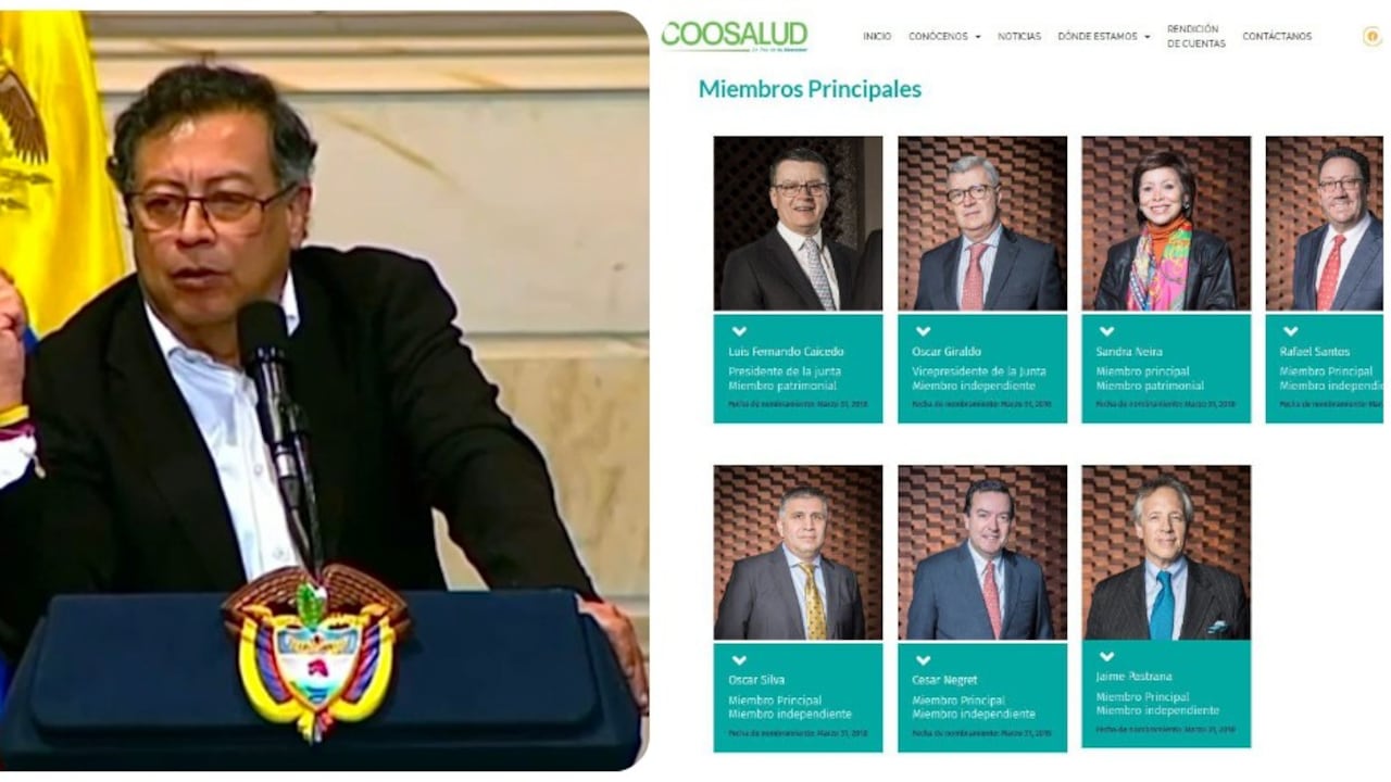 Presidente Gustavo Petro y la junta directiva de Coosalud.