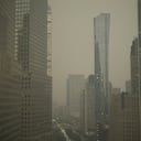 Buildings in lower Manhattan in New York are partially obscured by smoke from Canadian wildfires on Tuesday, June 6, 2023. (AP Photo/Patrick Sison)
