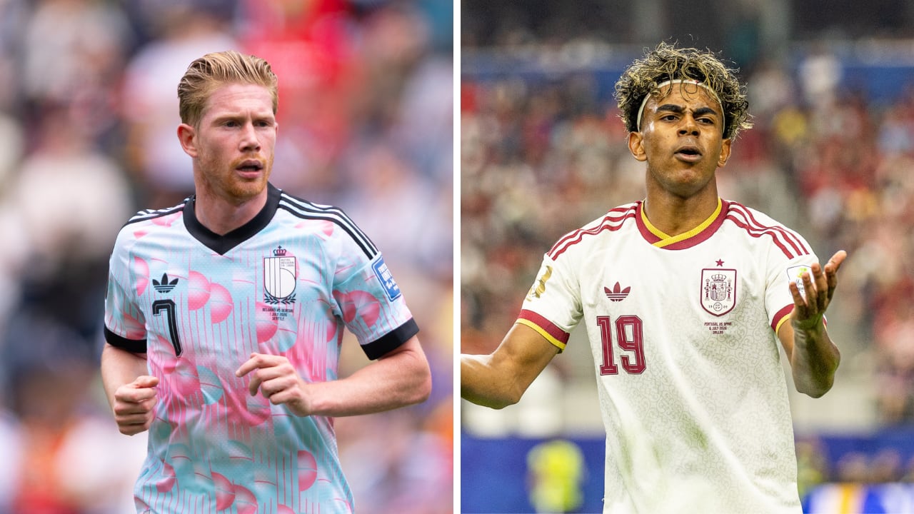 De Bruyne (izq.) y Yamal (der.), figuras llamadas a brillar en el duelo de cuartos entre Bélgica y España.