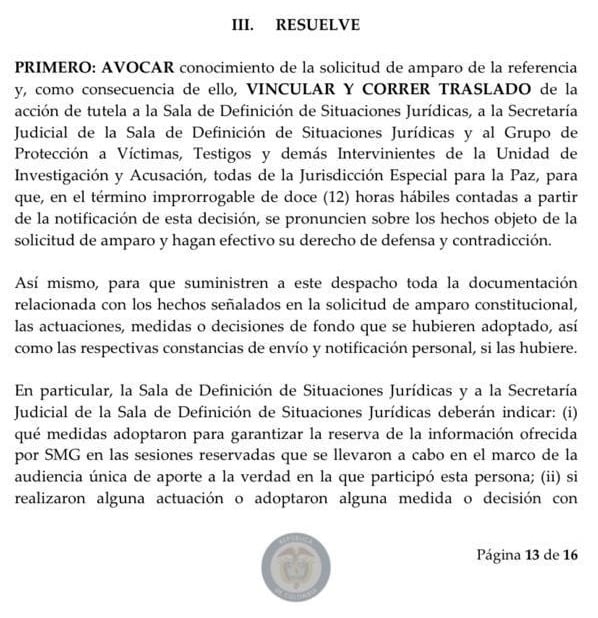 Salvatore Mancuso presentó tutela para reclamar que se le brinde protección.