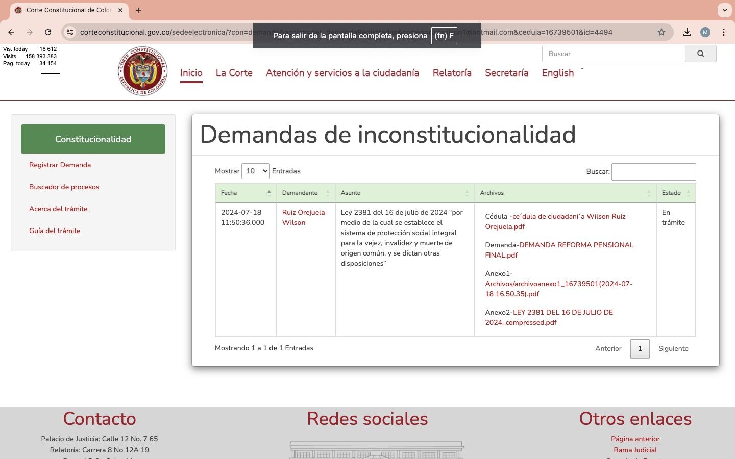 Demanda de inconstitucionalidad.