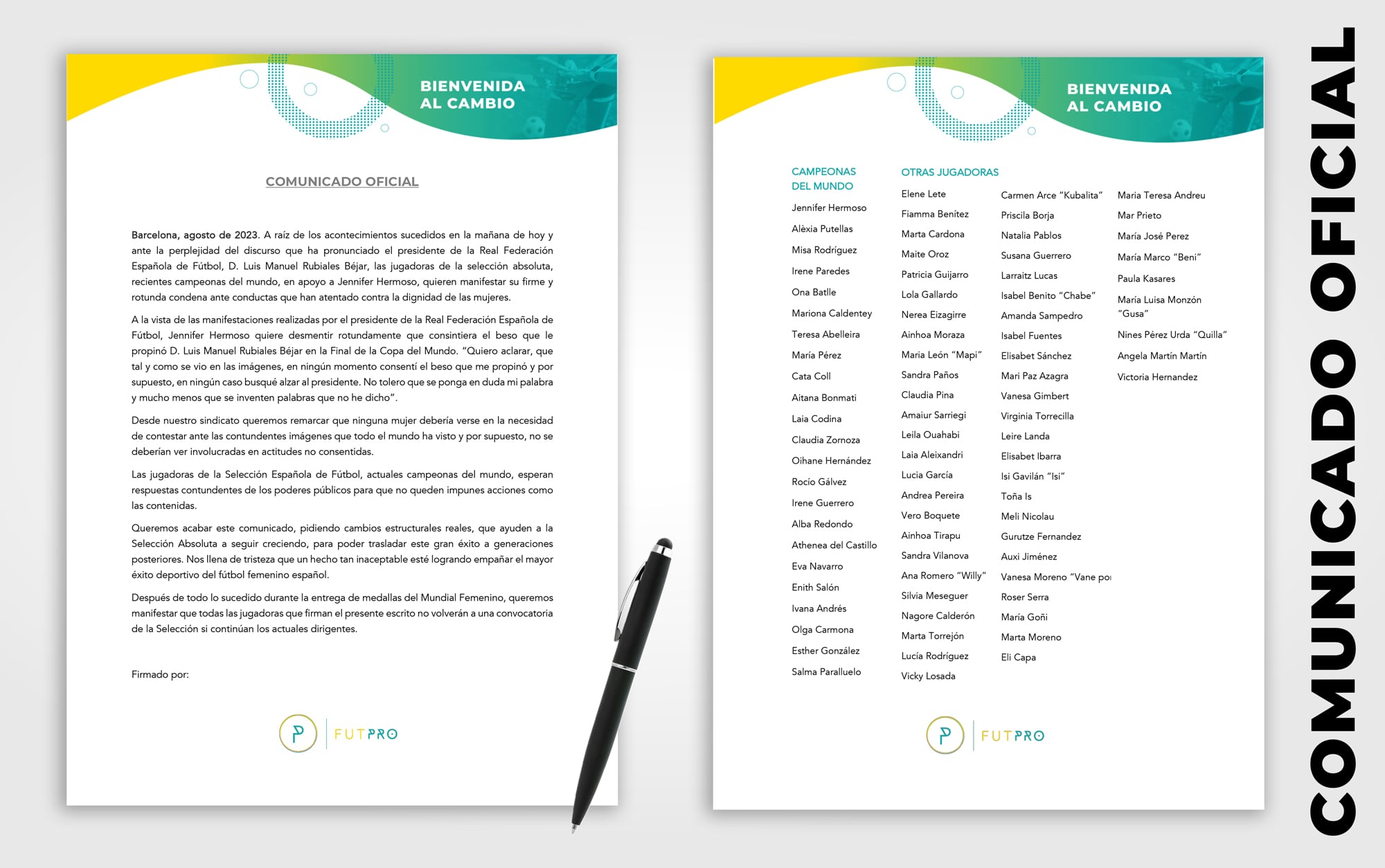 Comunicado de las jugadoras españolas.