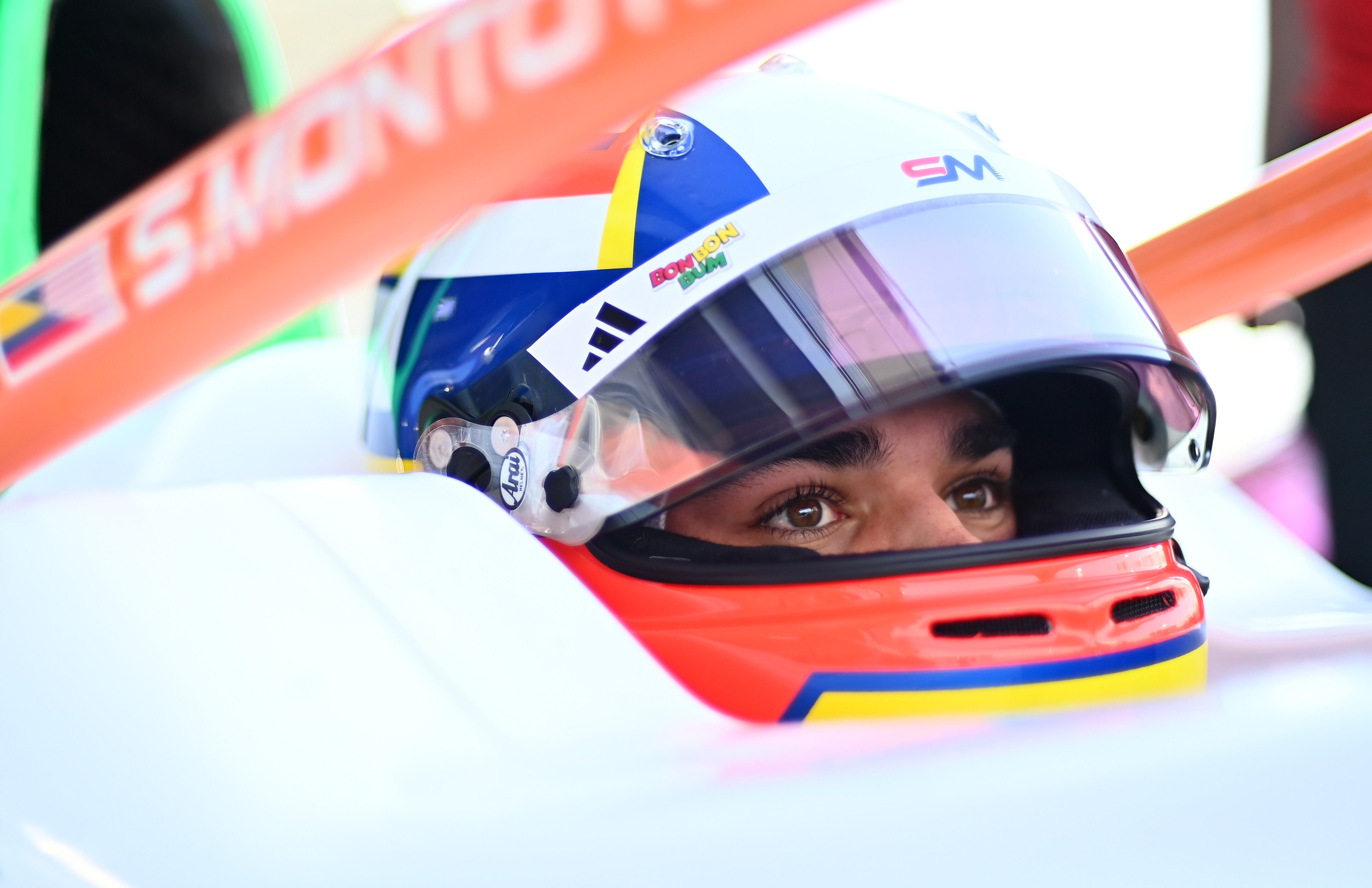 BAHRAIN, BAHRAIN - APRIL 11: Sebastian Montoya of Colombia and PREMA Racing (9) prepares to drive during qualifying ahead of Round 2 Sakhir of the Formula 2 Championship at Bahrain International Circuit on April 11, 2025 in Bahrain, Bahrain. (Photo by James Sutton - Formula 1/Formula Motorsport Limited via Getty Images)