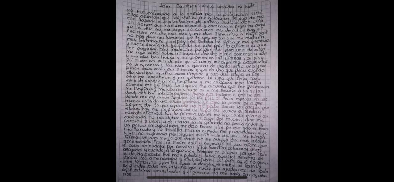 Una de las cartas que le llegó a la abogada Sondra Macollins desde Haití.