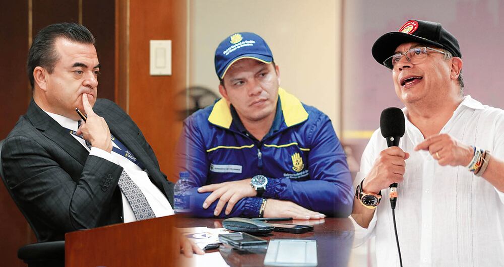 Olmedo López (izq.) también anunció su intención de contar la verdad y delatar a funcionarios del alto Gobierno. Sneyder Pinilla (cent.) ya prendió el ventilador, pero espera el preacuerdo para presentar nuevos nombres y pruebas. Por su parte, el presidente Petro insiste en que se trata de un “golpe blando” en su contra, aunque ha reconocido la corrupción. 