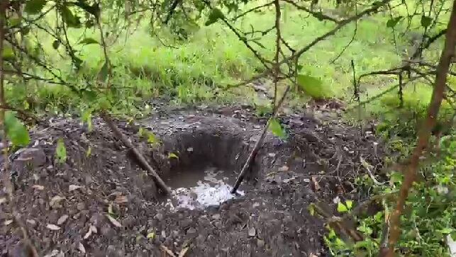Esta es la fosa que cavaron para enterrar el cadáver.