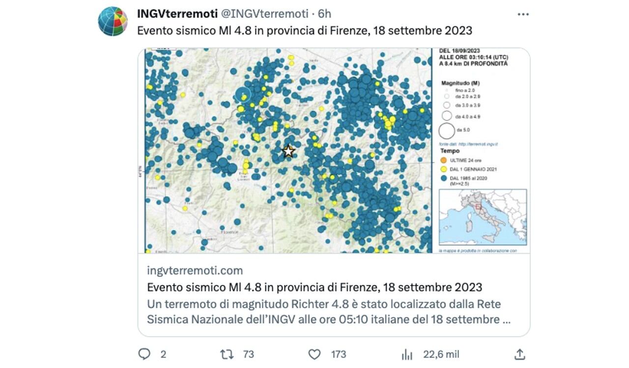 Así se registró el temblor en Italia este lunes 18 de septiembre