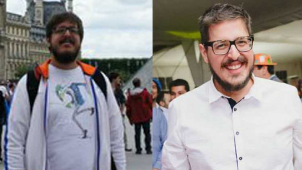 Javier Aveces. Antes y después de cambiar sus hábitos alimenticios.