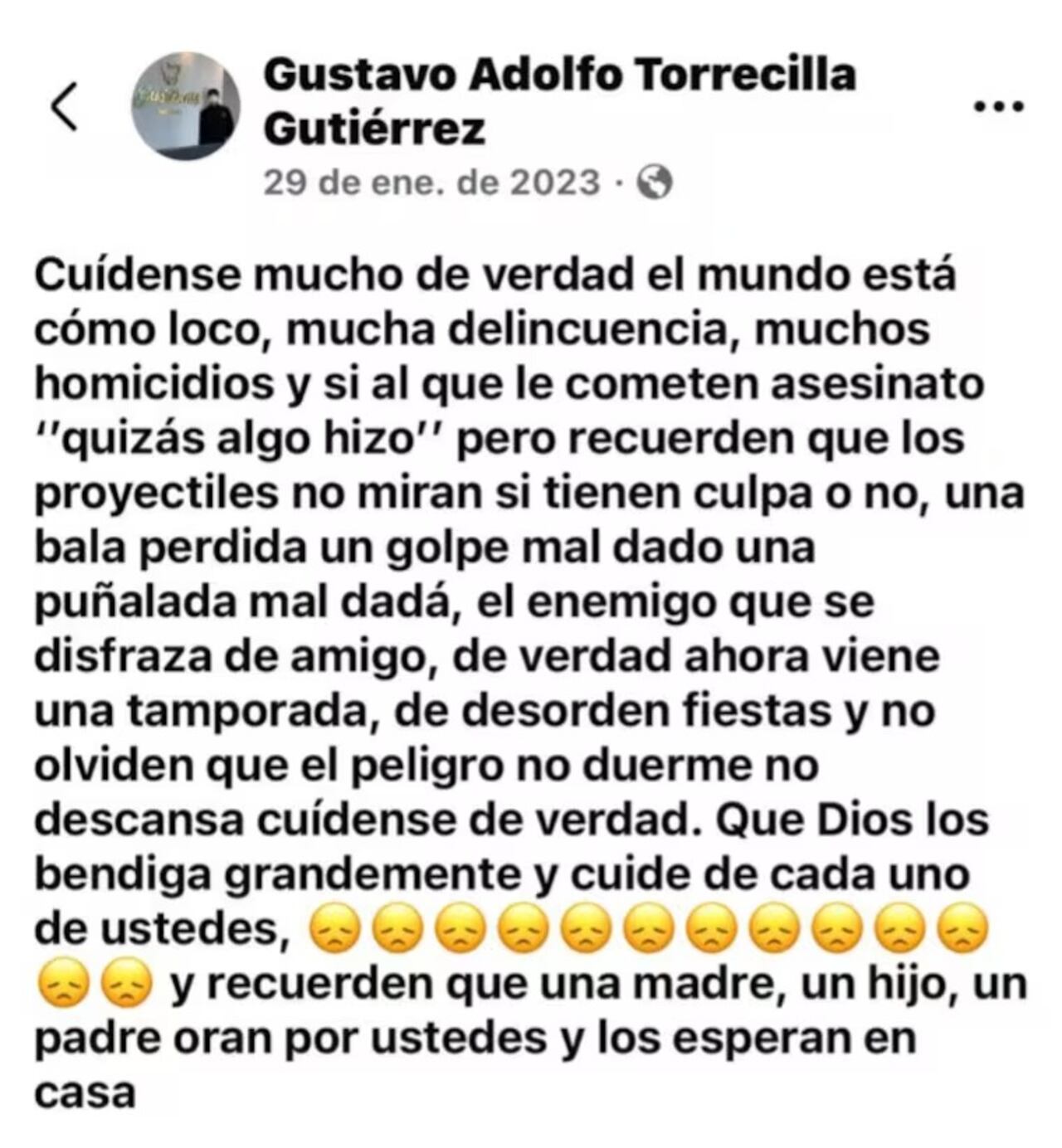 El mensaje del odontólogio asesinado en el sur de Barranquilla.