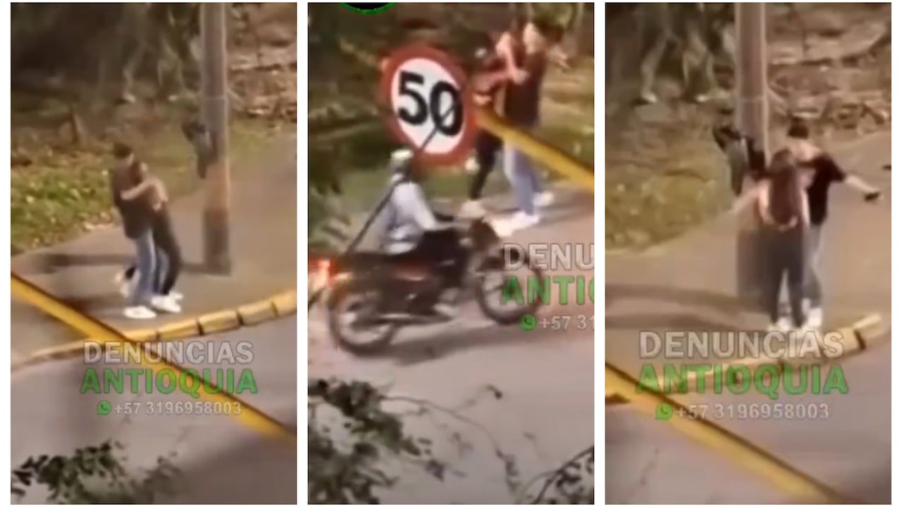 Mocociclista salva a una mujer que era agredida en Envigado, Antioquia.