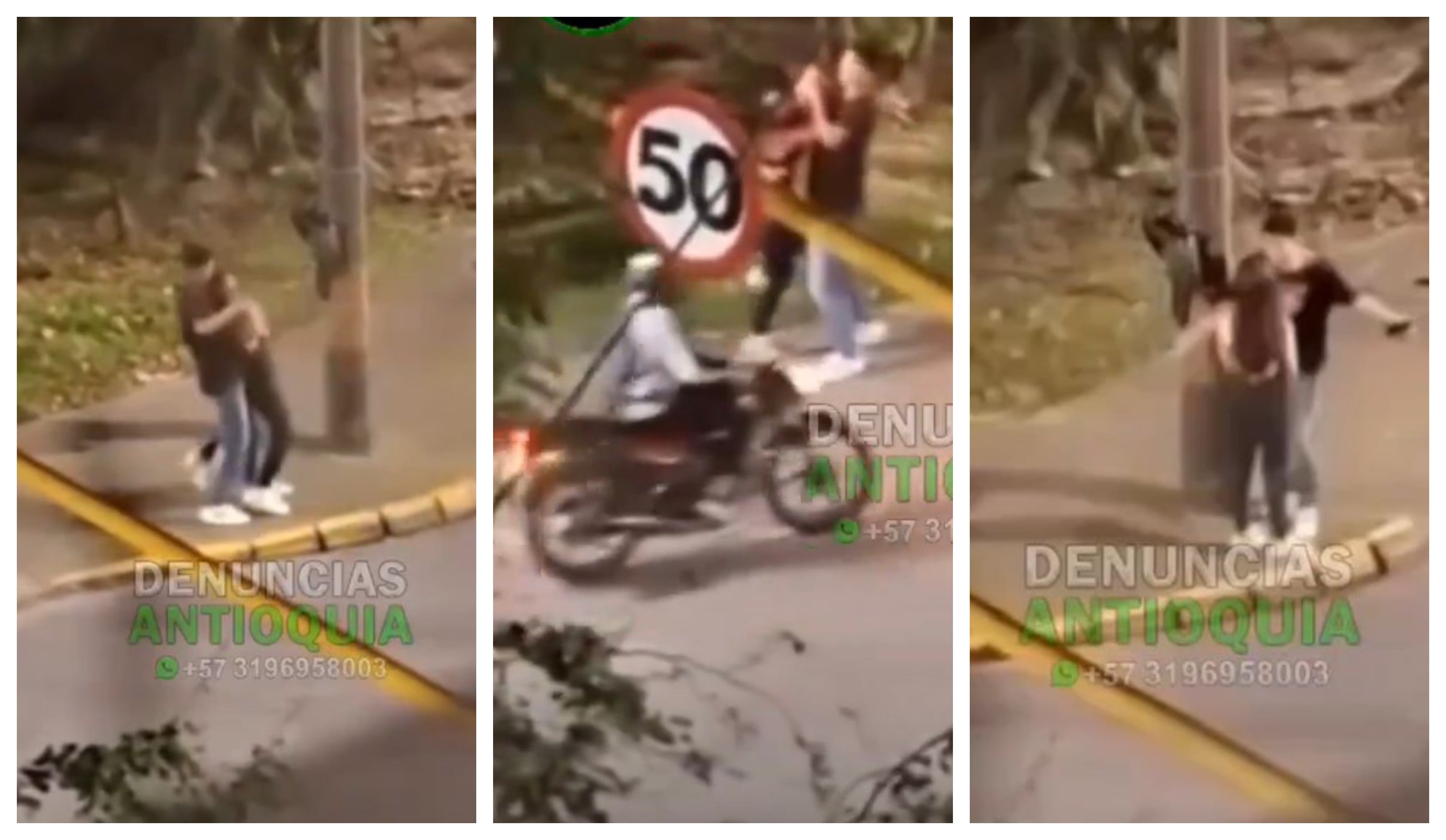 Mocociclista salva a una mujer que era agredida en Envigado, Antioquia.