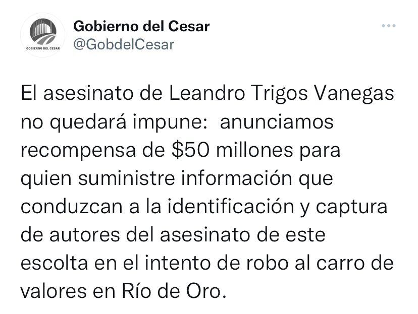 Trino Gobernación de Cesar