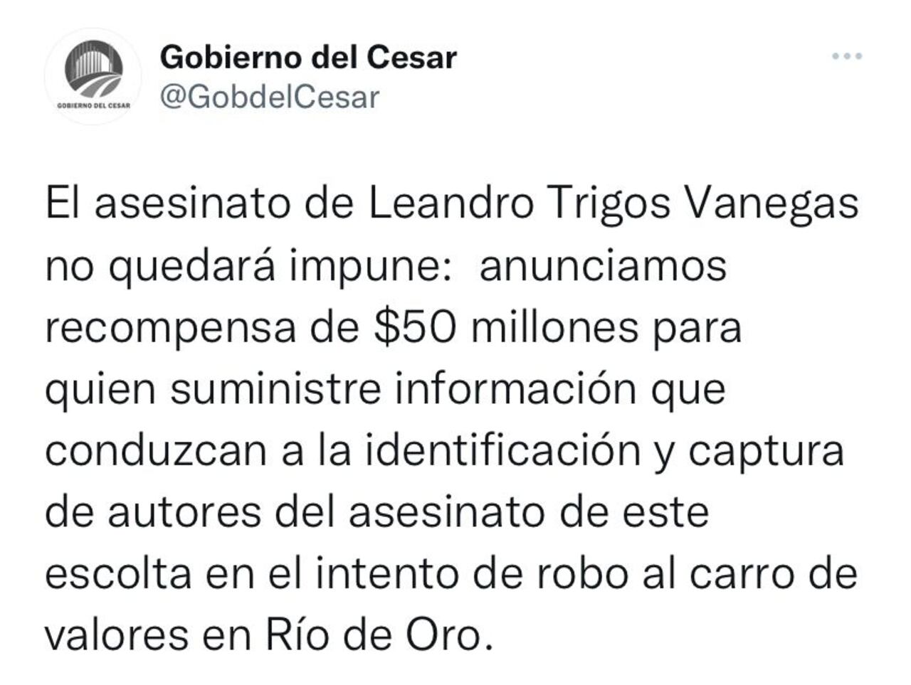Trino Gobernación de Cesar