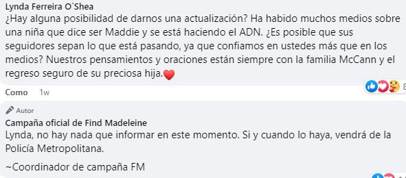 La campaña que lidera la búsqueda de Madeleine entregó una actualización.