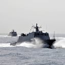 Buques de la Armada de Taiwán participan en un ejercicio militar en Taiwán.