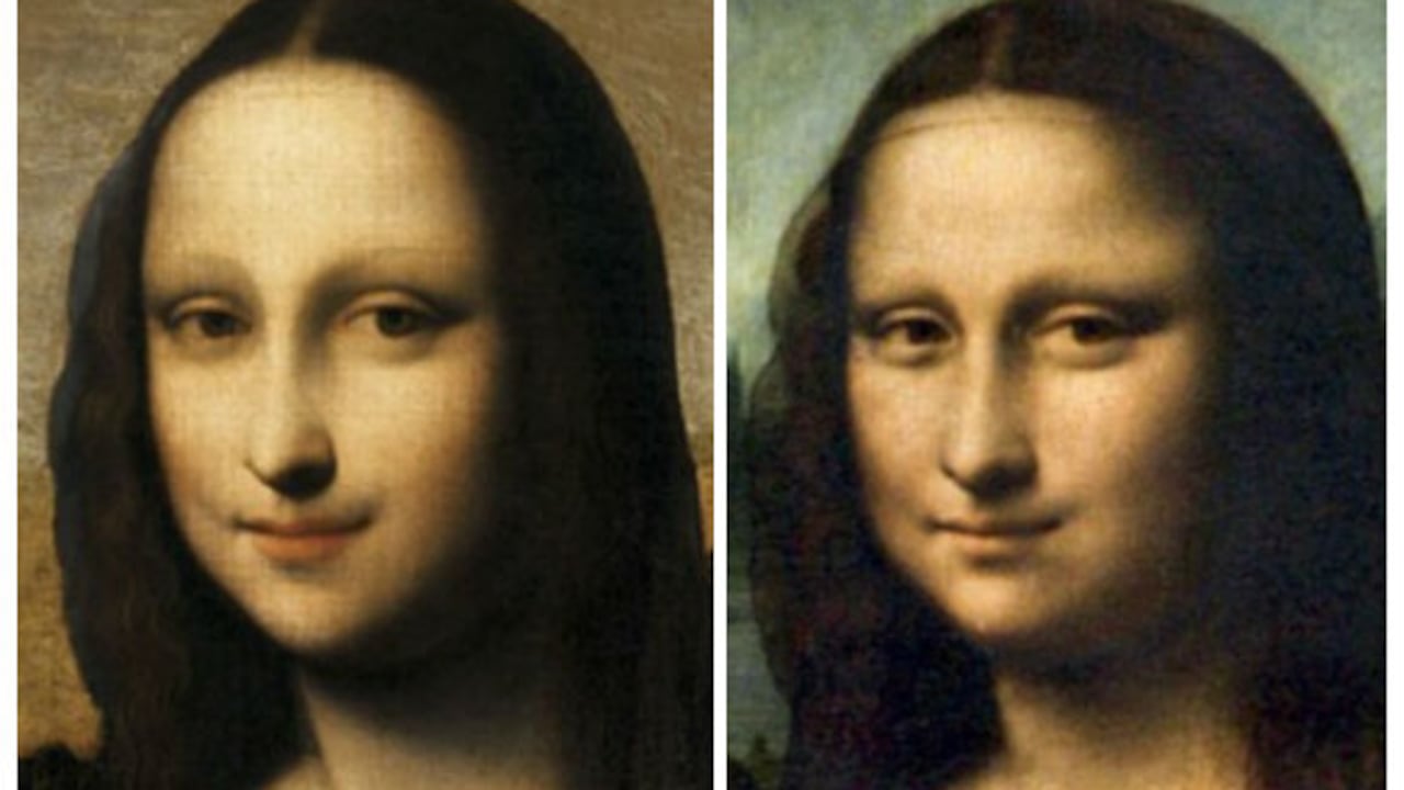 La "primera versión" (a la izquierda) ha sido conocida por décadas como la Mona Lisa de Isleworth.