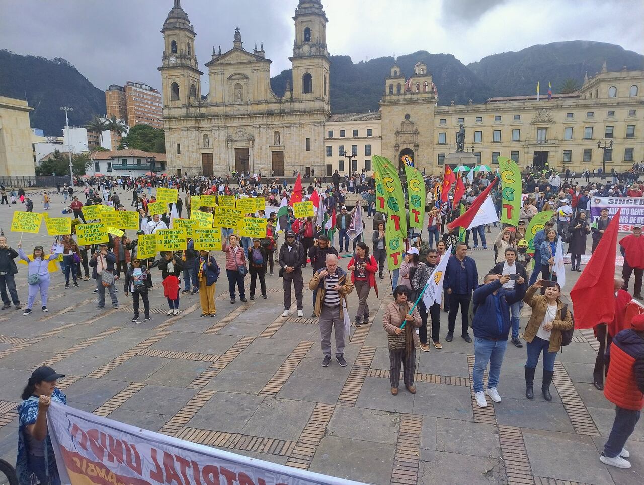 El presidente de la CUT, Fabio Arias, insistió en el mensaje político del evento.