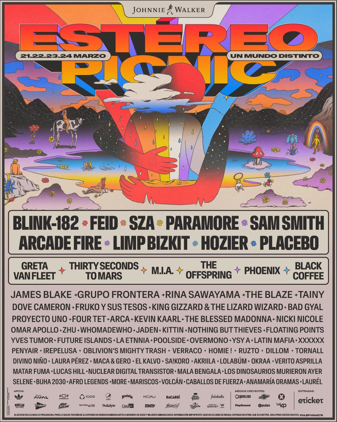 Lista de artistas que se presentarán en el Festival Estéreo Picnic 2024.