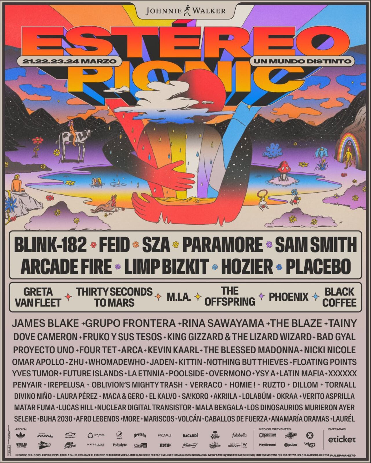 Lista de artistas que se presentarán en el Festival Estéreo Picnic 2024.