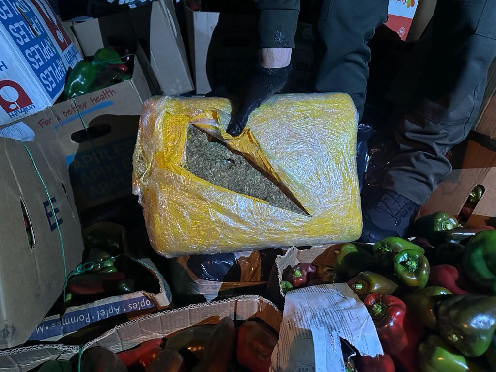 El cargamento de marihuana estaba camuflado entre alimentos perecederos
