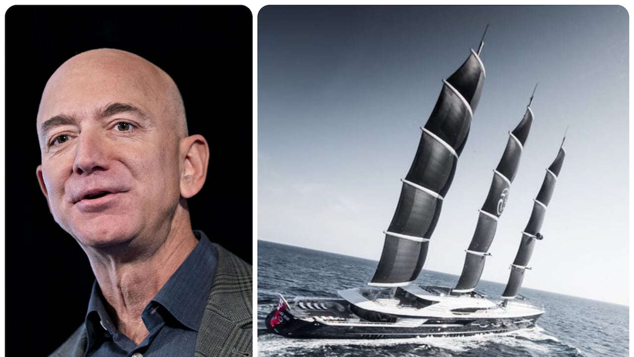 El yate de Bezos podría lucir como este modelo de tres mástiles Oceanco, la casa que se lo está construyendo en Holanda.