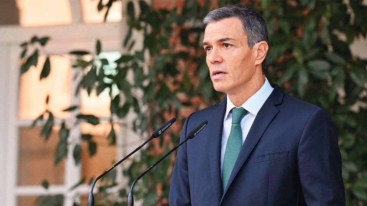 El presidente de España, Pedro Sánchez, durante una rueda de prensa en Nueva York.