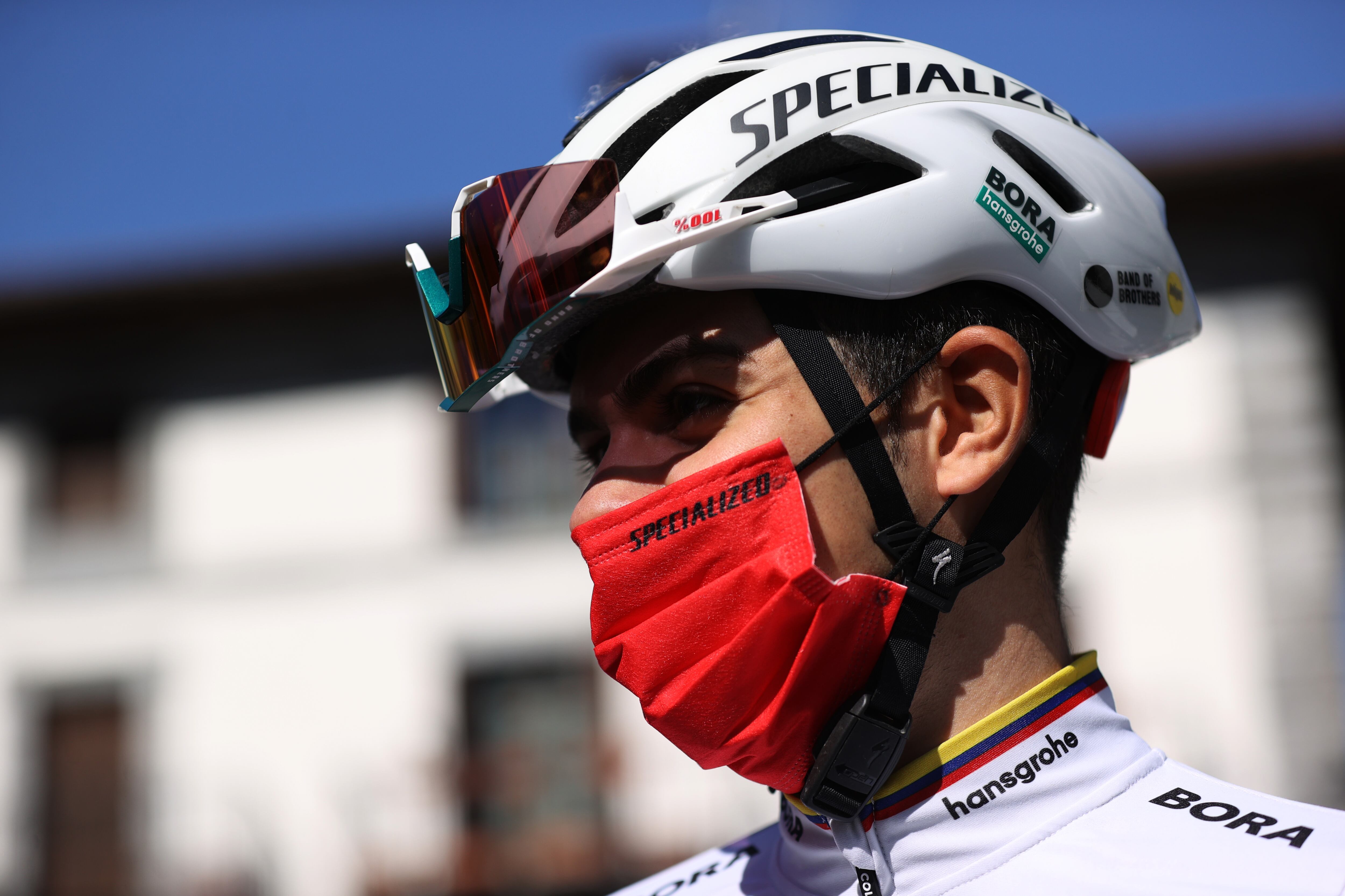 VIANA, SPAIN - APRIL 05: Sergio Andres Higuita Garcia of Colombia and Team Bora - Hansgrohe during the team presentation prior to the 61st Itzulia Basque Country 2022 - Stage 2 a 207,6km stage from Leitza to Viana 461m / #itzulia / #WorldTour / on April 05, 2022 in Viana, Spain. (Photo by Gonzalo Arroyo Moreno/Getty Images)