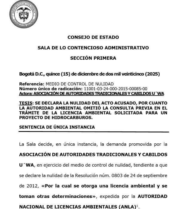 Esta es la decisión con la que el Consejo de Estado anula la licencia a Ecopetrol.