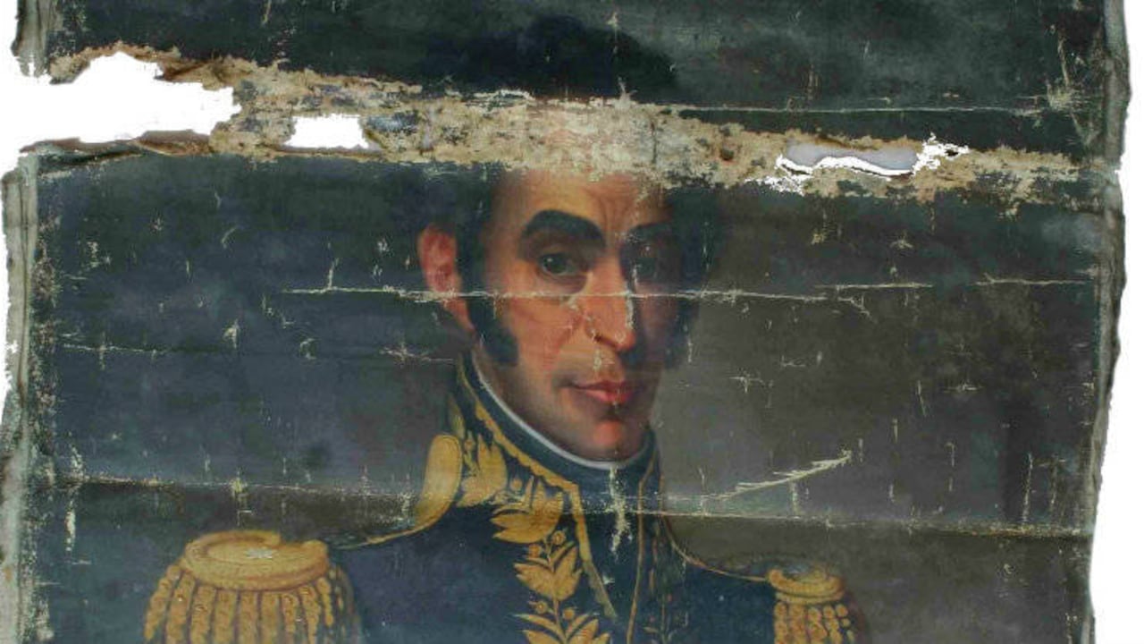 Detalle de "Bolívar", por Francis Martin Drexel, 1827, antes de la restauración. Smith Art Gallery and Museum, Stirling (Escocia). Fotos: Cortesía del autor