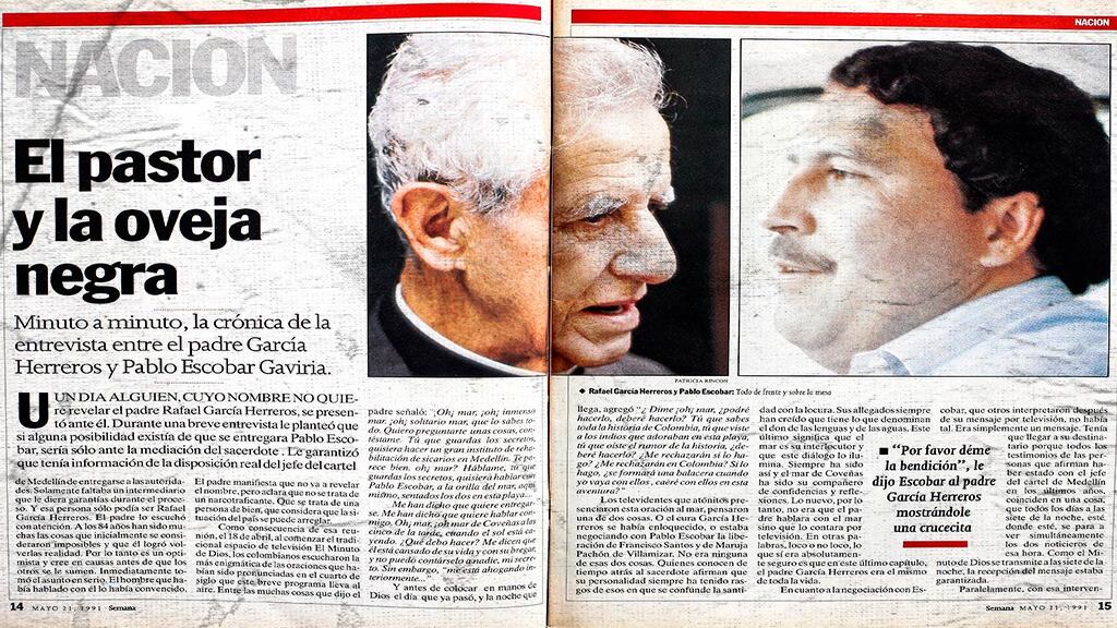 Un contacto, cuya identidad se mantiene en secreto incluso 30 años después, fue quien le dijo al padre rafael García Herreros que Pablo Escobar estaba dispuesto a entregarse a través de una persona que le generara confianza. El sacerdote fue el elegido.