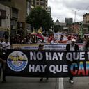 Marchas en la carrera séptima apoyo al gobierno del Presidente Gustavo Petro