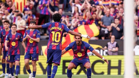 BARCELONA, SPAIN - APRIL 11: Ferran Torres of FC Barcelona celebrates a goal during the Spanish league, LaLiga EA Sports, football match played between FC Barcelona and RCD Espanyol at Spotify Camp Nou stadium on April 11, 2026 in Barcelona, Spain. (Photo By Javier Borrego/Europa Press via Getty Images)