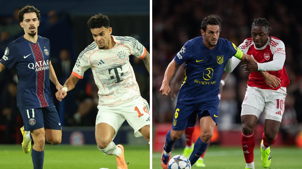 PSG vs. Bayern Múnich (izq.) y Atlético de Madrid vs. Arsenal (der.) son las dos llaves semifinales de la Champions League 2025-2026.