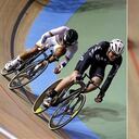 Edwin Avila y Thomas Scully en el Mundial de Ciclismo de Pista en Cali, 28 de febrero, 2014.