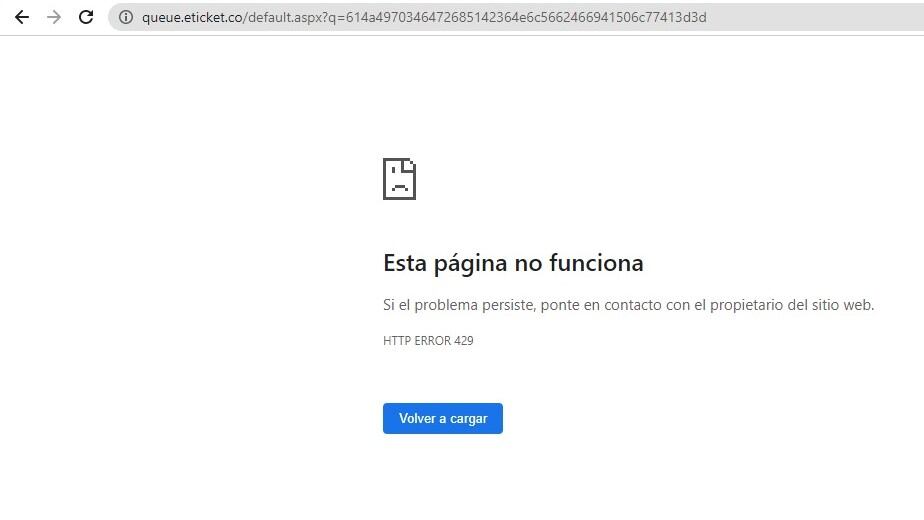 Página de Eticket caída - RBD