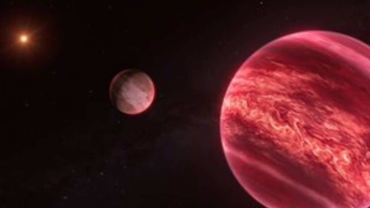 Reproducción artística de CD-35 2722, un sistema con un objeto similar a la luna.