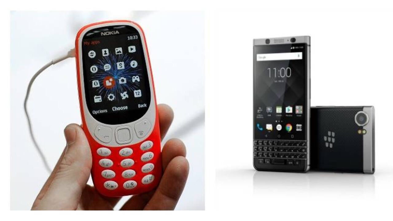 Foto: Nuevos teléfonos de Nokia y Blackberry, respectivamente.