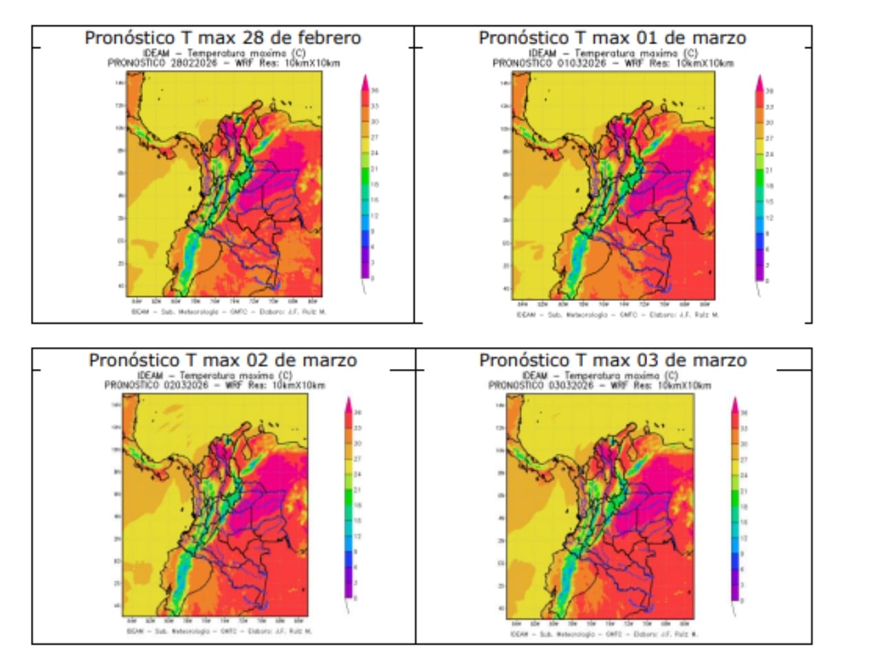 Estas son las gráficas sobre cómo estará la temperatura en los próximos días.