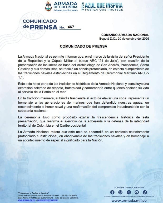 Comunicado de la Armada de Colombia