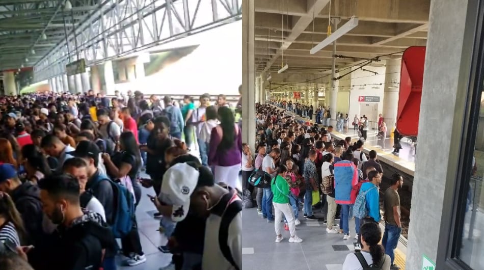 Congestión en estaciones del Metro de Medellín.