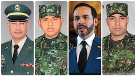 El presidente Abelardo De La Espriella habló con los familiares de los militares asesinados en Ocaña: (De izquierda a derecha) capitán Marco David Pirajón y los soldados profesionales Jhon Carlos Marrugo y Joel Alberto Jiménez.