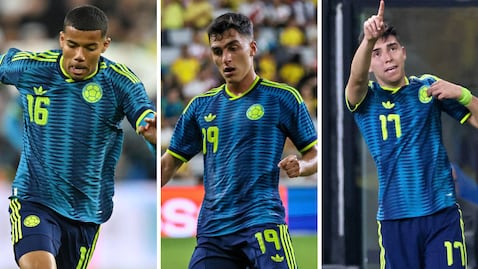 Matías Orozco (izq.), Juan Manuel Rengifo (centro) y Samuel Velásquez (der.), tres de los nuevos jóvenes que integran la Selección Colombia.