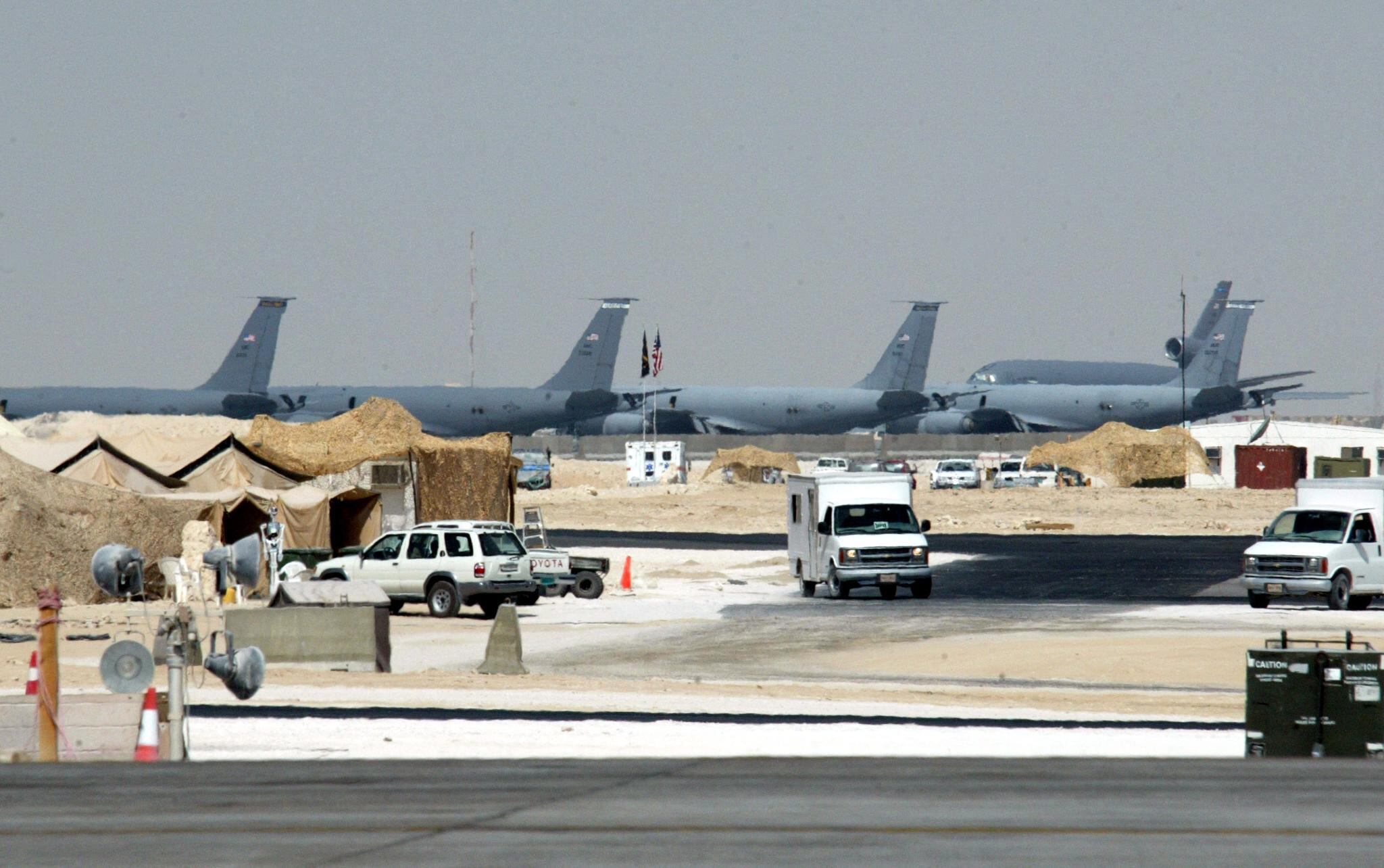 (FILES) A general view of the Al-Udeid US military air base, south of Doha, on October 23, 2002. Qatar on June 23, 2025 condemned an Iranian attack on the largest US military base in the region, hosted in the Gulf state, calling it a  "flagrant violation" of its sovereignty' (Photo by Rabih MOGHRABI / AFP)