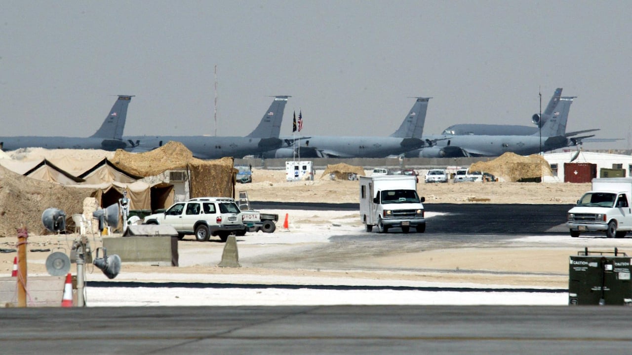 (FILES) A general view of the Al-Udeid US military air base, south of Doha, on October 23, 2002. Qatar on June 23, 2025 condemned an Iranian attack on the largest US military base in the region, hosted in the Gulf state, calling it a "flagrant violation" of its sovereignty' (Photo by Rabih MOGHRABI / AFP)